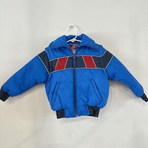 VTG Toddler 4T Boys Arctic Racer‎ Winter Coat Blue Snowmobile Removable Sleeves